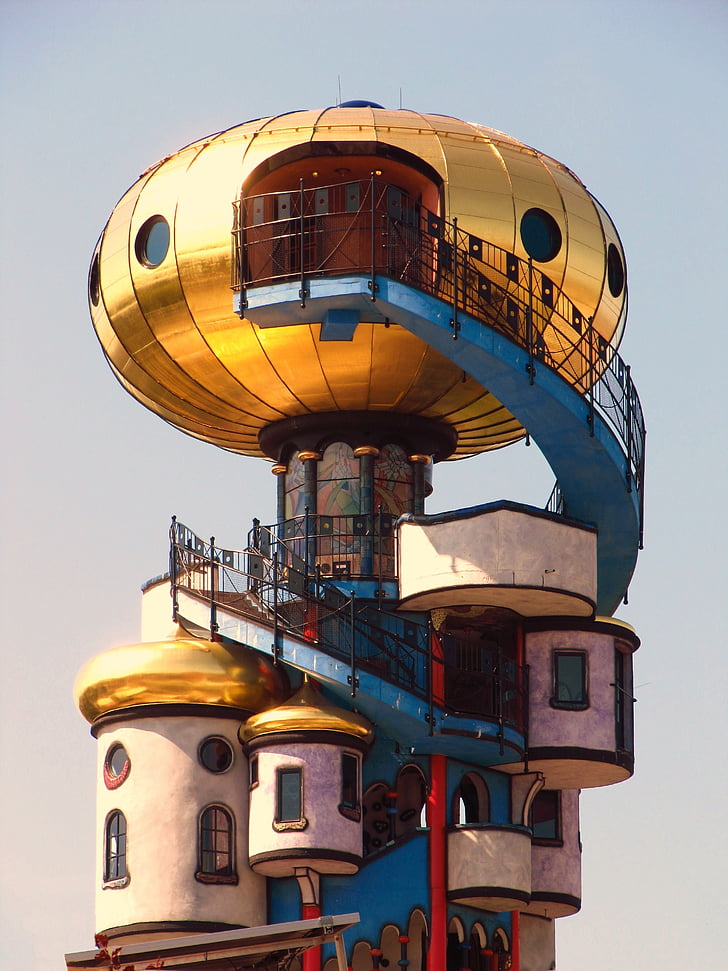 Hundertwasser, věž, kuchlbauerturm, kresba, kuchlbauer, Architektura, Pivovar