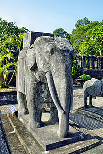 Vietnam, bučí, socha, slon, hrobka, Imperial, mauzoleum