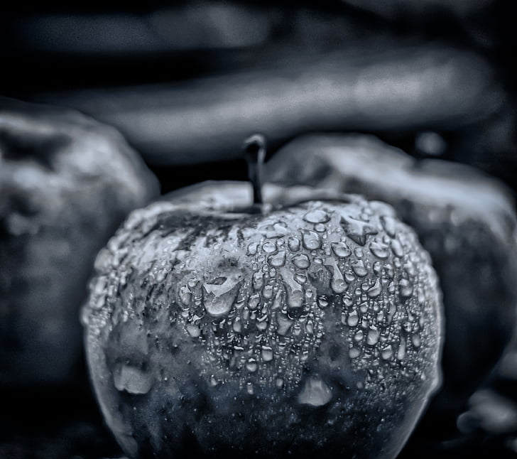 apple, rain, drip, fruit, fruits, raindrop, eat