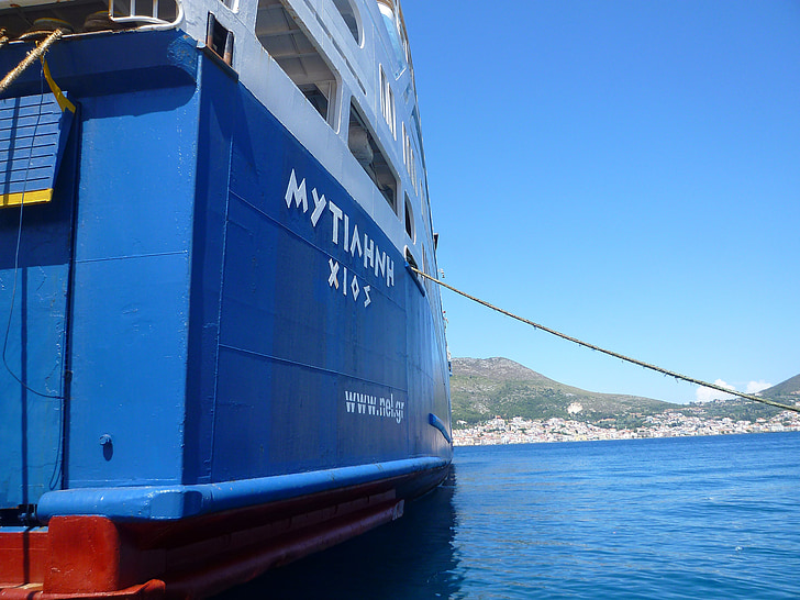 ship, shipping, transport, port, travel, samos, greece