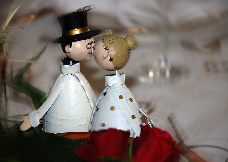 parella, petó, l'amor, figura, casament, decoració, Nadal