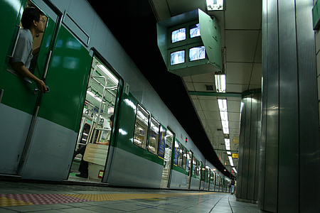 Tunnelbana, Tunnelbana, Korea, Seoul, tåg, tågstation