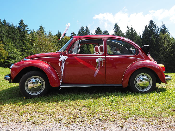 VW beetle, Pruutpaari auto, auto, Oldtimer, VW, sõiduki, klassikaline