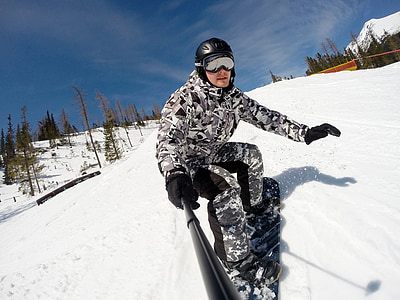 Inverno, neve, snowboard, montanhas, motos de água, montanha, desporto