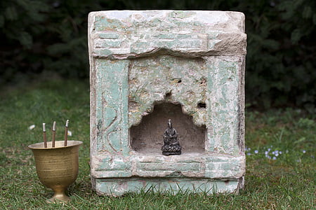 Altarul, Templul de piatra, nişă, India, Cupa, Alama, cădelniţă