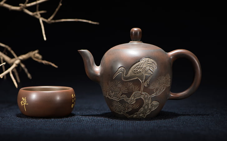 tè, Teiera, fotografia di still life, oggetto d'antiquariato, argento - metallo, antica, colpo dello studio