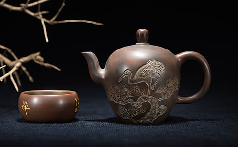 tea, teapot, still life photography, antique, silver - metal, ancient, studio shot