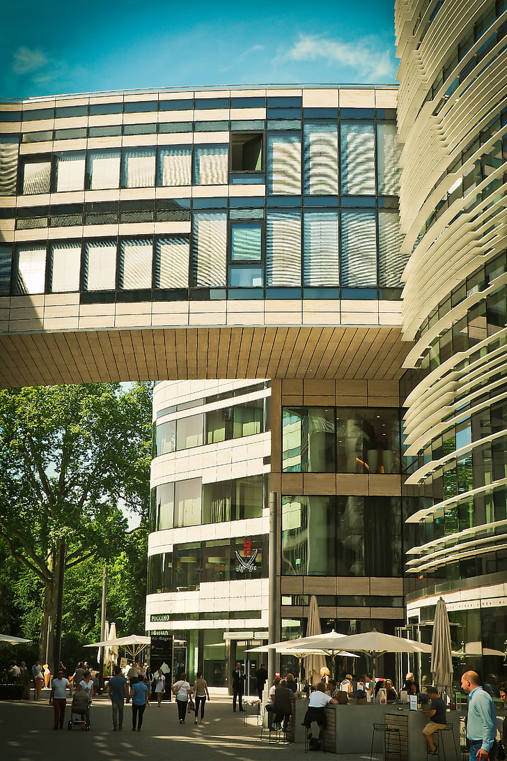 architecture, moderne, bâtiment, façade, verre, Résumé, Kö bow
