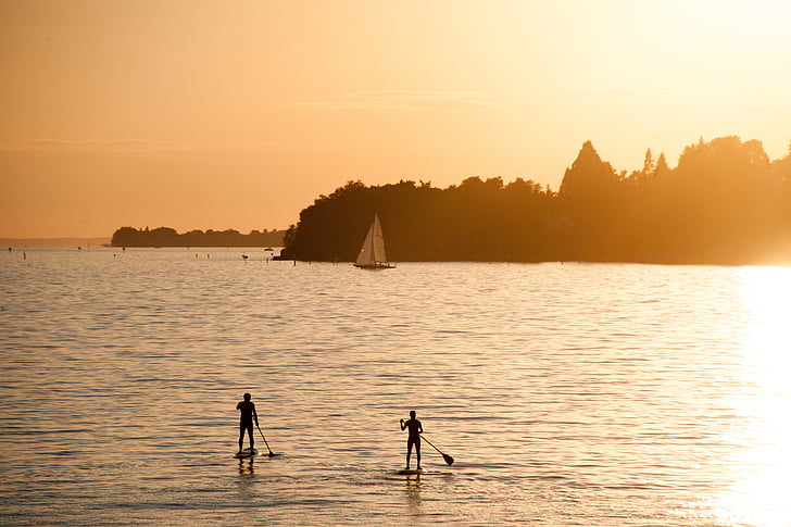 summer, summer holiday, stand paddle, lake constance, lake, summer light, summersun
