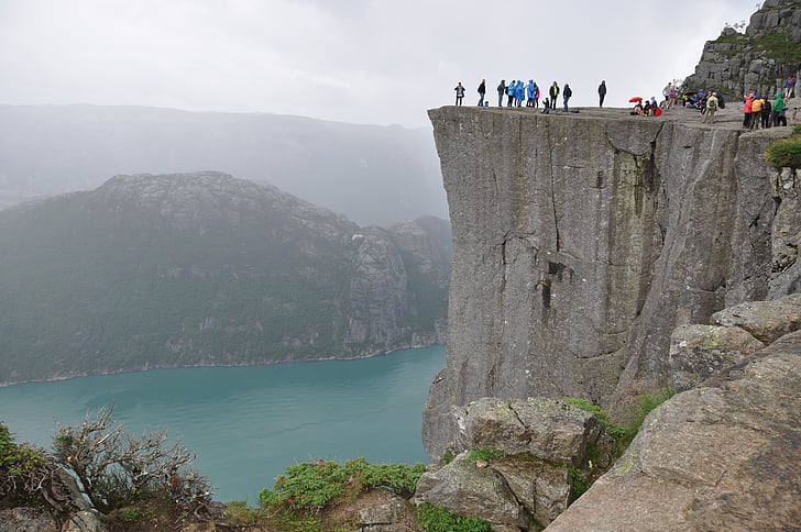 preikestolen, norway, rock, view, fjord, lysefjord, steep