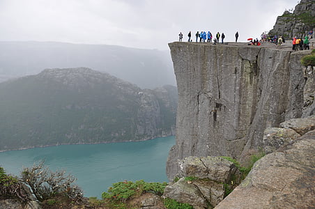 Preikestolen, Norveška, rock, pogled, fjord, Lysefjord, strm