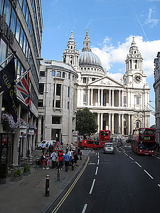 St, Paulius, katedra, gatvė, Londonas, Anglų, Architektūra