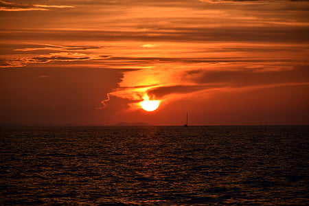 puesta de sol, Croacia, verano, mar, Adriático, vacaciones, Costa