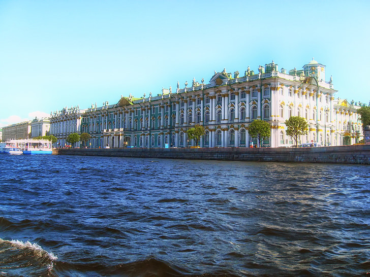 budova, Zimní palác, řeka, BOG, Petr, Rusko