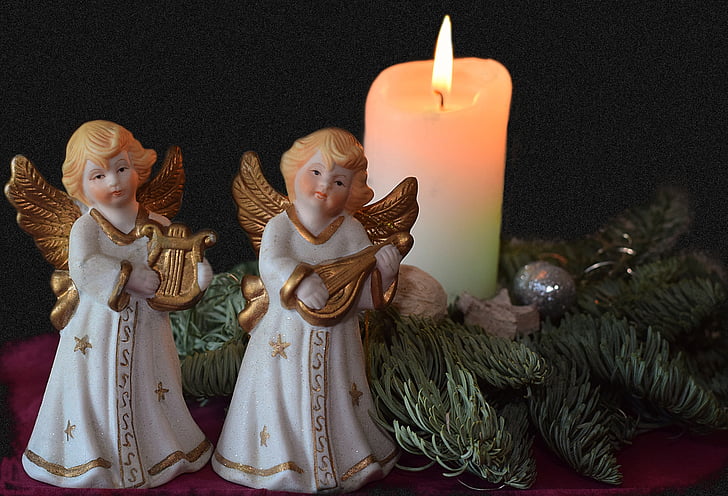 Angel, Advent, stearinlys, figur, dekoration, julepynt, jul