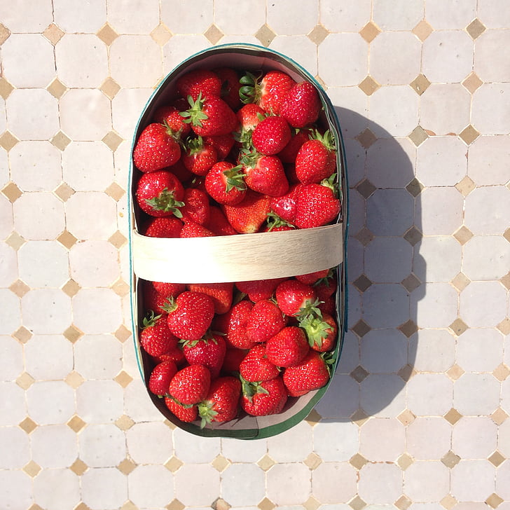 strawberries, summer, fruit, basket