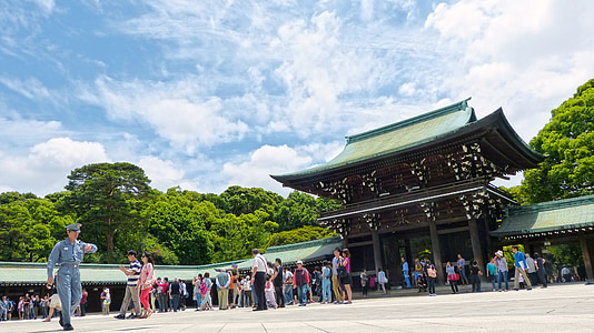 shrine, japan, tokyo, japanese, crowd, people, harajuku
