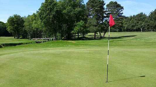 Golf, golfpálya, zöld, fű, táj, kültéri, nyári