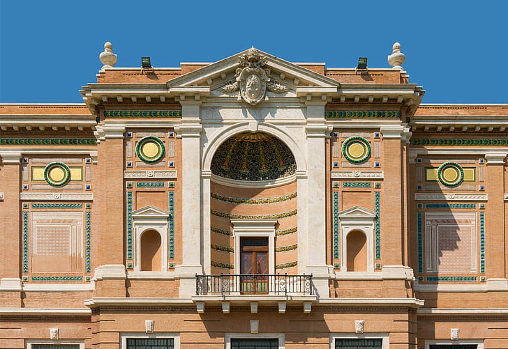 balkonem, niszy, fasada, pinacotheque, Watykan, Miasto, Architektura