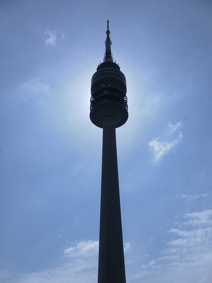 Olympia tower, München, blå himmel, Tower, Olympic park