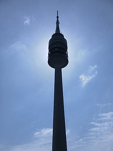 Olympia tower, München, blå himmel, tårnet, Olympiaparken