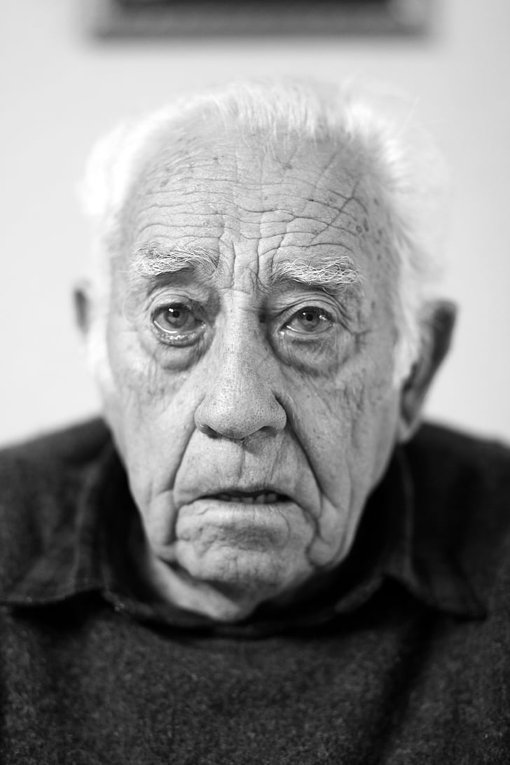 πρόσωπο, πορτρέτο, για ηλικιωμένους, παλιά, ρυτίδες, Ανώτερος ενηλίκων, μαύρο και άσπρο