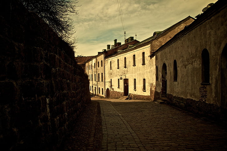 Street, jalan, batu bulat, lama, bersejarah, Kota, rumah