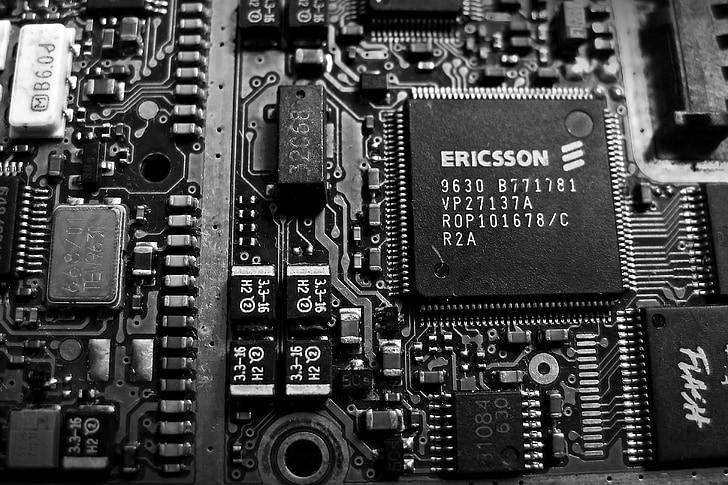 circuit, electronics, cpu, old, black and white, white, electric