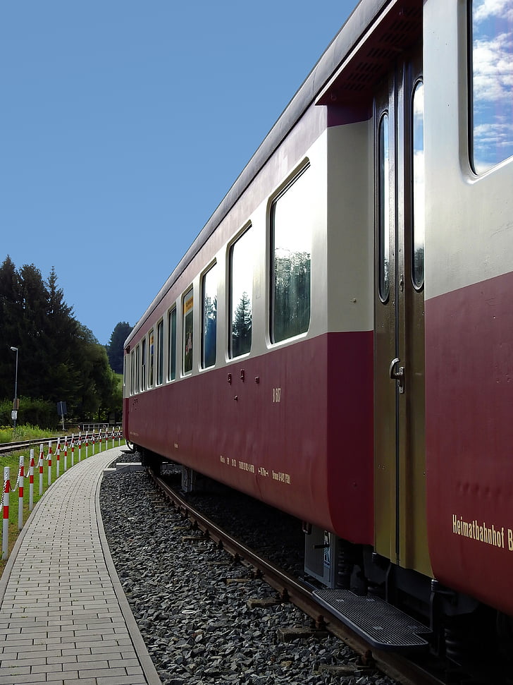 Treinstation, platform, spoorwegen, wagon, treinwagon, spoorweg track, treinverkeer