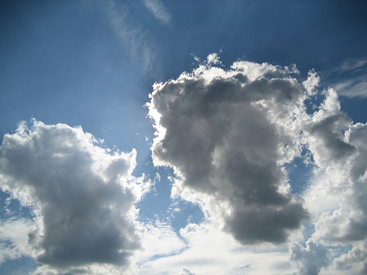 oblaki, modra, nebo, vreme, Kumulus