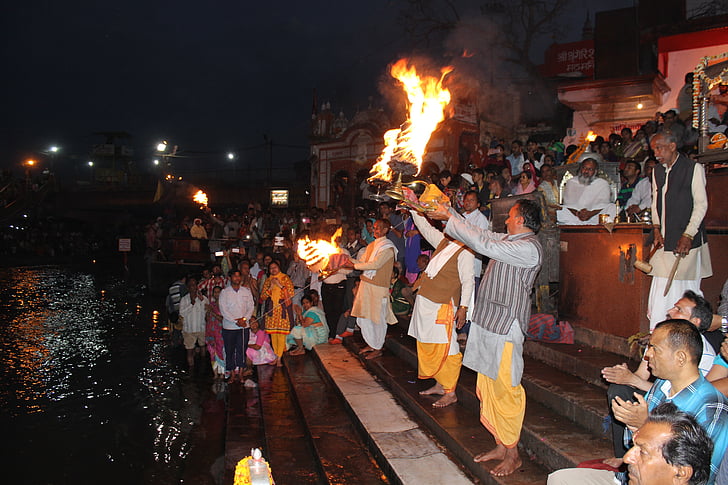 Aarti, ganga, Haridwar, uttarakahand, Índia, Hinduísmo, vela