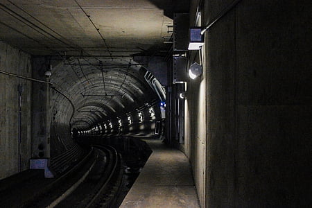 arhitectura, subsol, întuneric, metrou, linia de cale ferată, cale ferată, căile ferate