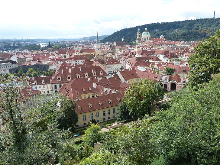 Prague, Vecrīgā, baznīca, tornis, vēsturiski, pilsēta, Čehija