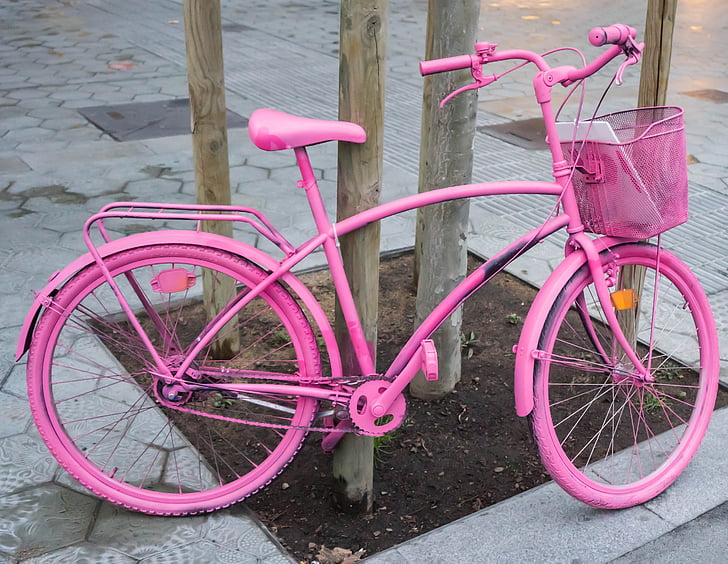bicicleta, -de-rosa, bicicleta, estilo de vida, desporto, lazer, ciclo de