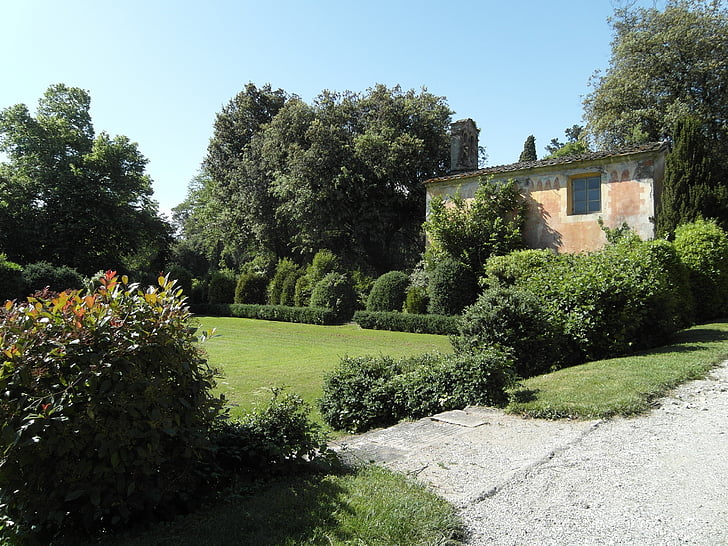 Toskania, krajobraz, budynek, ogród, ogrody, Natura, zielony