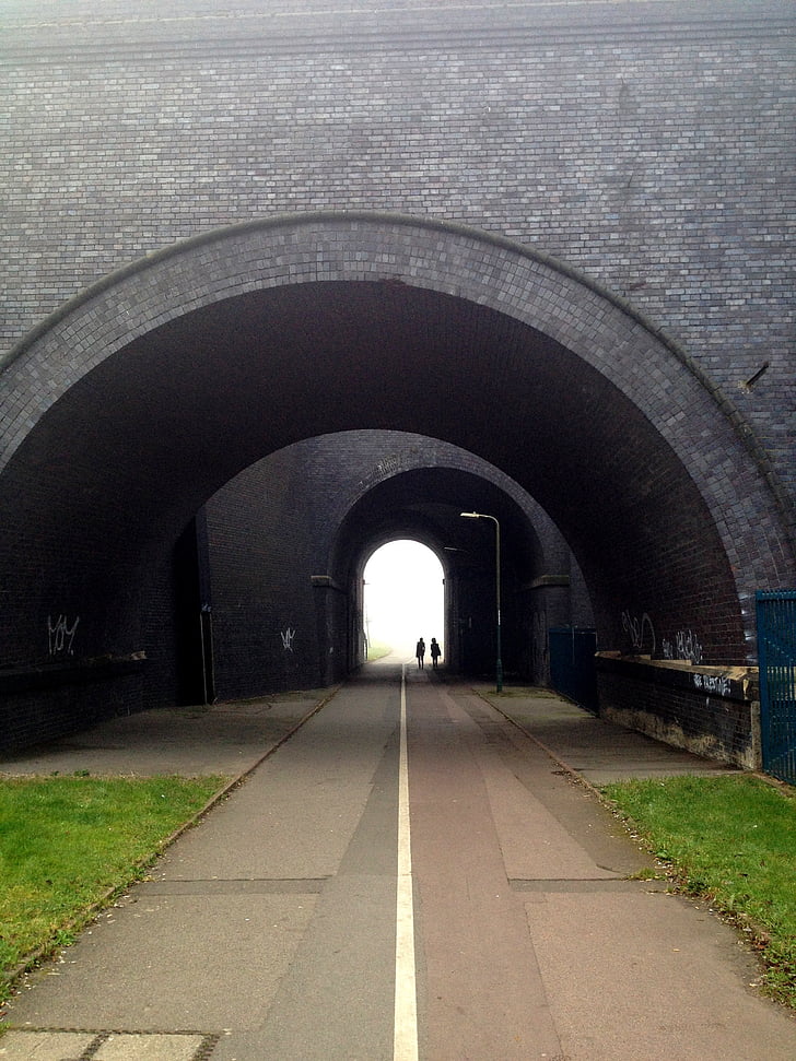 túnel, caminho, estranhos, pessoas, luz, corredor, entrada
