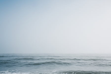 nature, water, waves, fog, horizon, empty, sea
