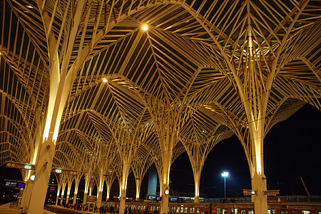 arkitektur, byen, jernbanestasjon, Lisboa, Estação oriente, Gare oriente, østre jernbanestasjonen