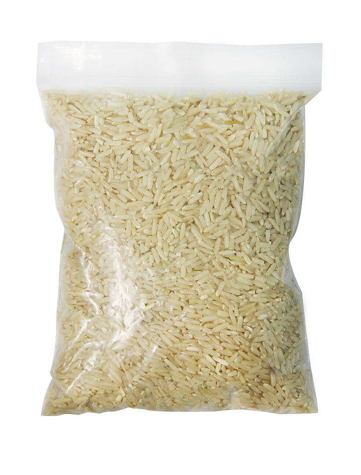 rice, the bag, plastic, packaging, agriculture, food, isolated