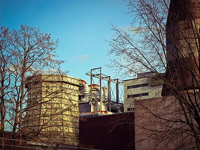 průmysl, Teplovodní kotel, tepla a elektrické energie, Stadtwerke, dálkové vytápění, Düsseldorf, továrna