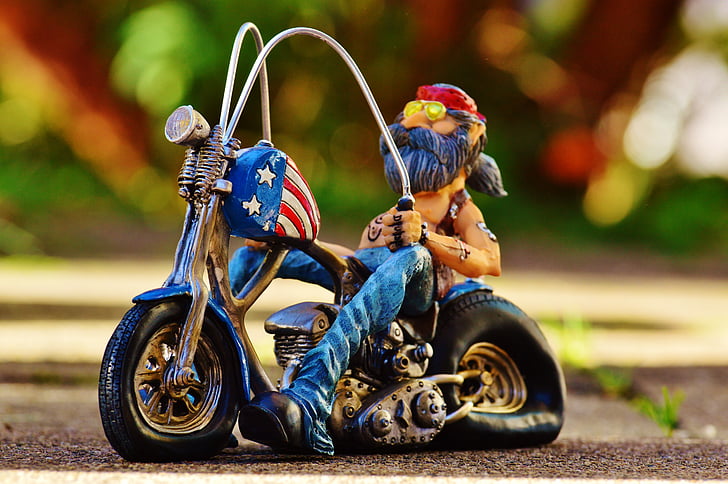 motociclista, bici, tatuato, America, Bello, casual, divertente