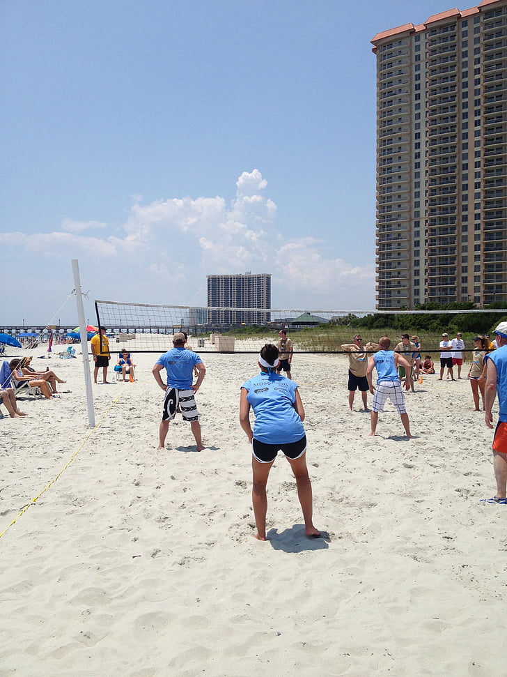 volleyboll, stranden, sommarsport, spel, spela, team