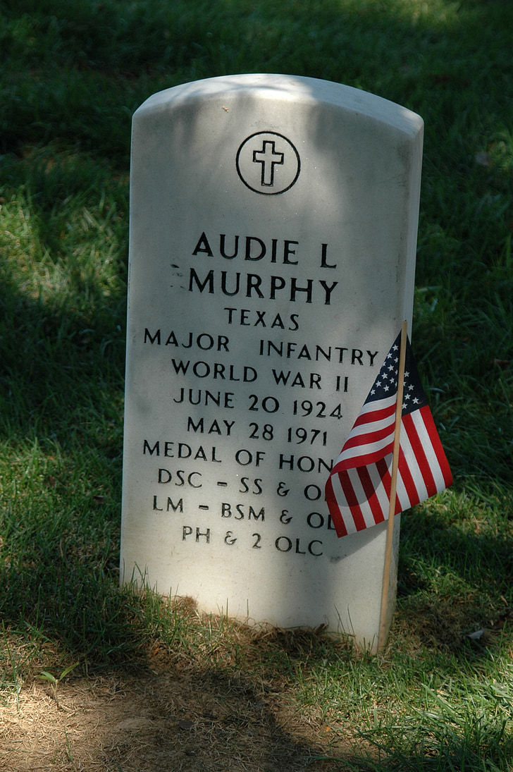 tombstone, audie murphy, gravestone, cemetery, memory, patriotic, victim