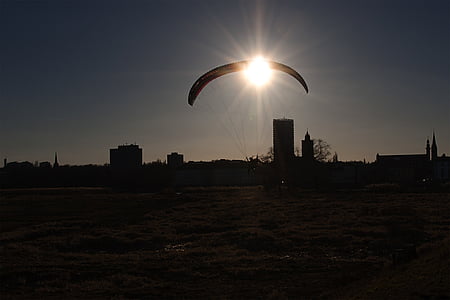 słubice, sunset, view, hang glider