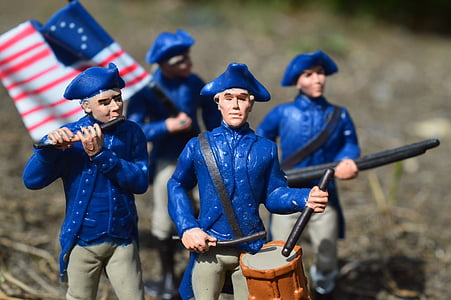 unionshæren, den kontinentale armé, soldater, USA, oss, flagg, blå