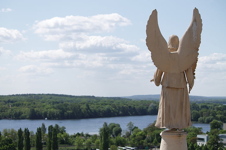 anjo, estátua, céu, escultura, asa, Potsdam, Igreja de Nikolai