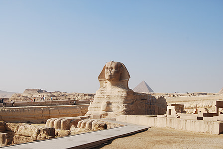 Sphinx, Gizeh, Egypte, standbeeld, monument, piramides, zand steen