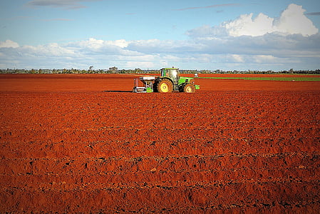 tractor, l'agricultura, llaurar, agrícola, granja, paisatge, terra vermella