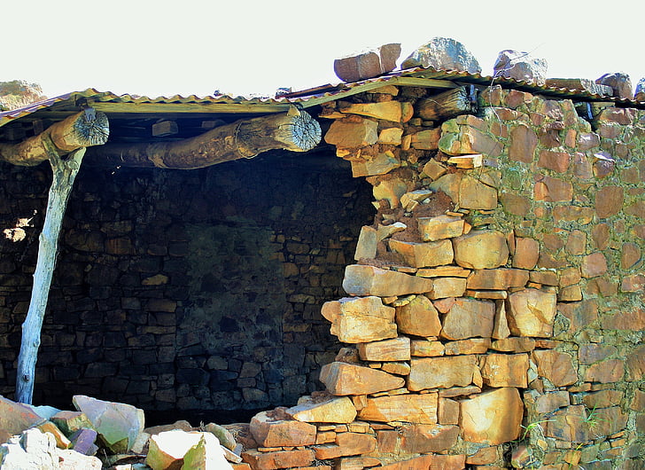 ruiner, Pretoria, bygge, steiner, fallende, vegger, smuldrer