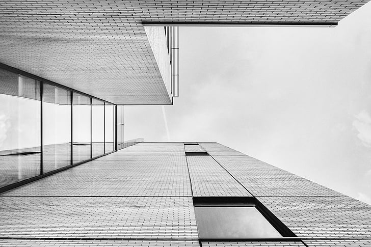 arquitectura, blanco y negro, edificio, negocios, ciudad, contemporáneo, paneles de vidrio